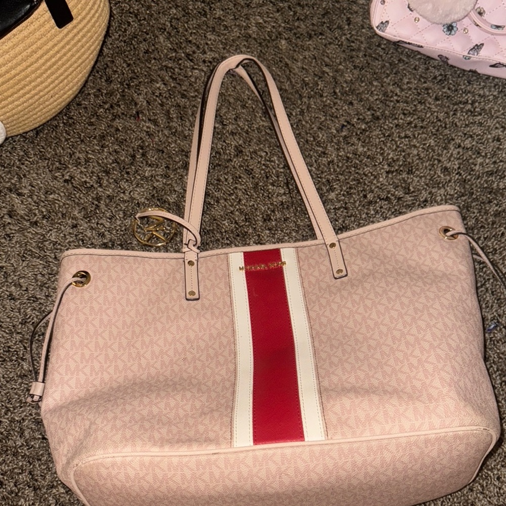 Michael Kors Pink and Red Tote Bag